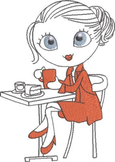 French Caf Girl Machine Embroidery Design Embroidery Library At