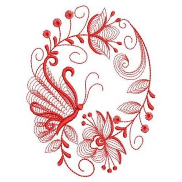 Redwork Butterfly Oval Machine Embroidery Design Embroidery Library