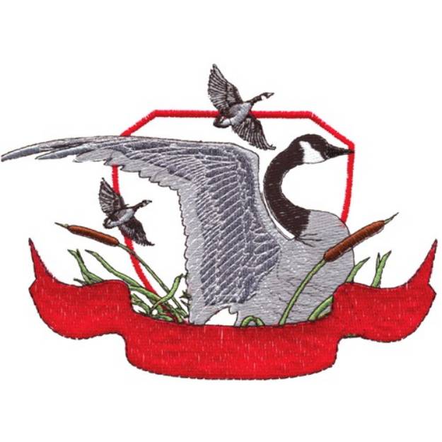 Picture of Geese Banner & Shield Machine Embroidery Design