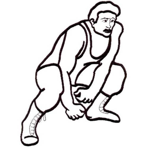 Picture of Wrestler Outline Machine Embroidery Design