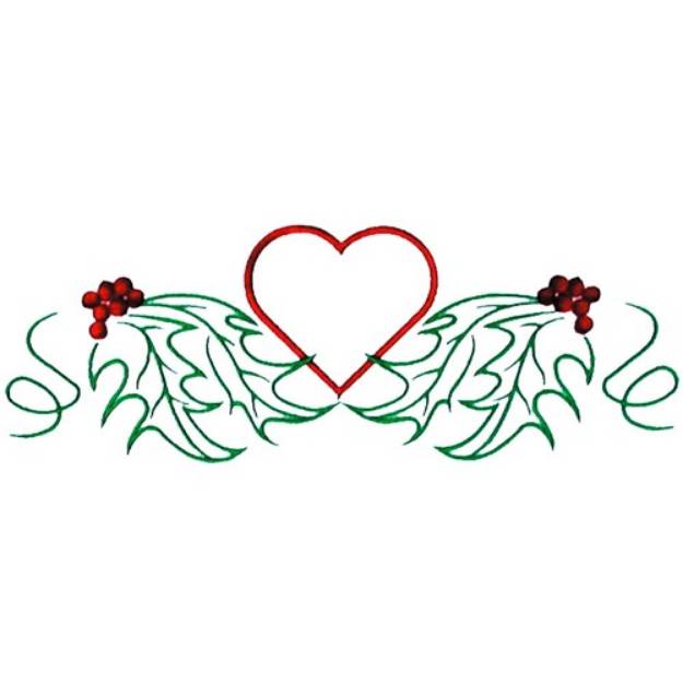 Picture of Holly Berry Heart Machine Embroidery Design