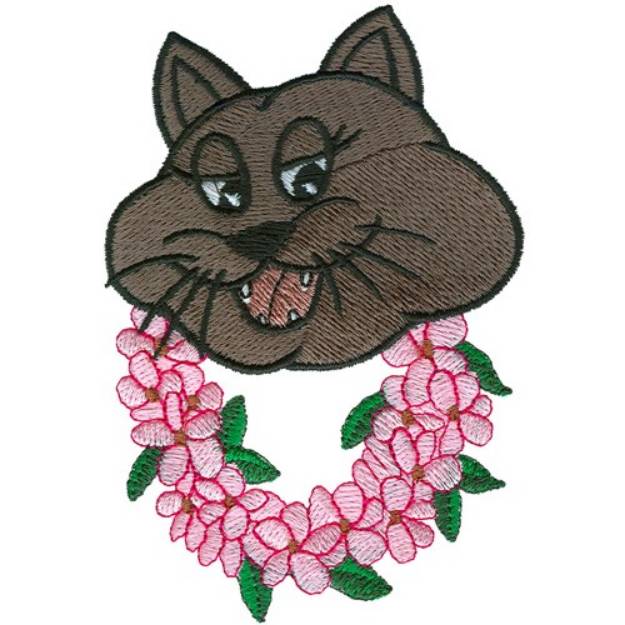 Picture of Cat With Lei Machine Embroidery Design