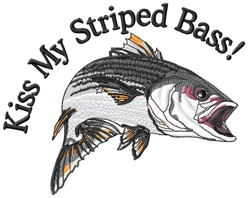 Kiss My Striped Bass Machine Embroidery Design
