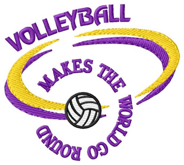 Picture of Volleyball Makes The World Go Round Machine Embroidery Design