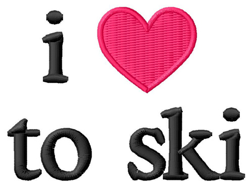 I Love to Ski Machine Embroidery Design