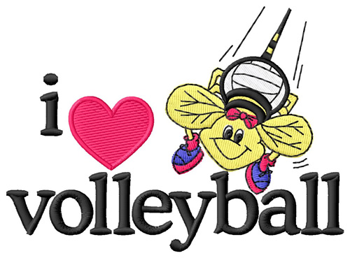 I Love Volleyball/Bee Machine Embroidery Design