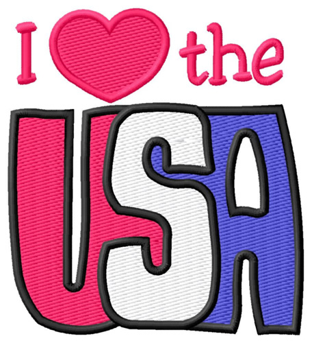 I Love the USA Machine Embroidery Design