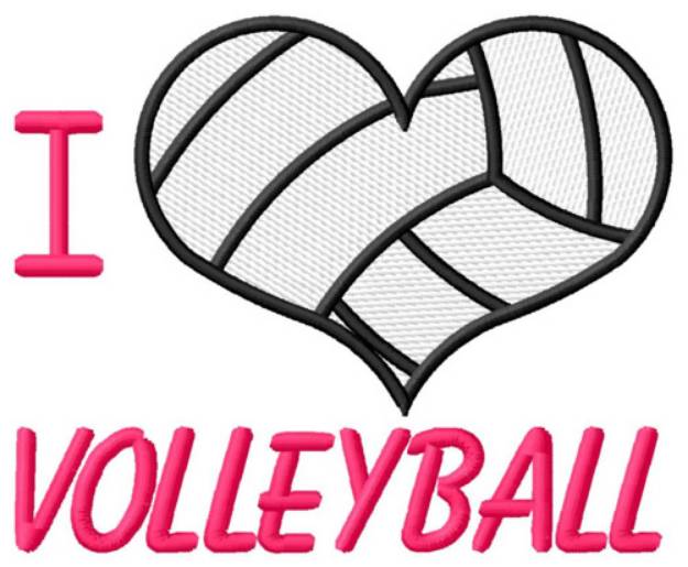 Picture of I Love Volleyball Machine Embroidery Design