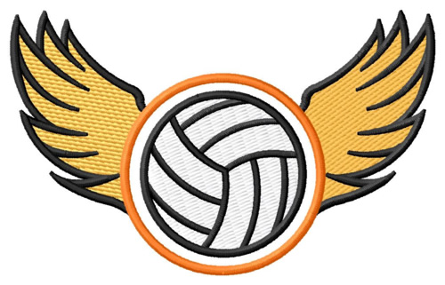Winged Volleyball Machine Embroidery Design