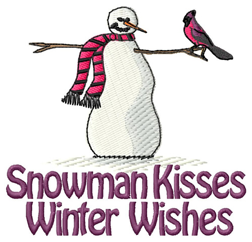 Snowman Kisses Machine Embroidery Design