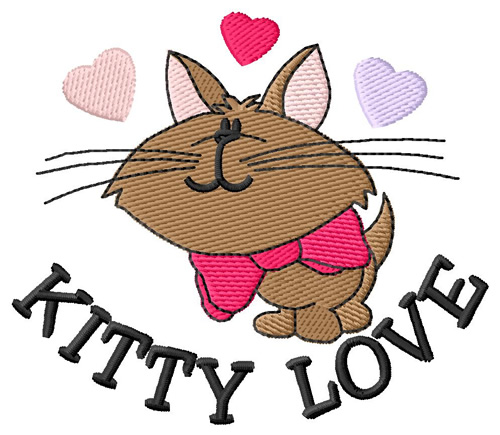 Kitty Love Machine Embroidery Design