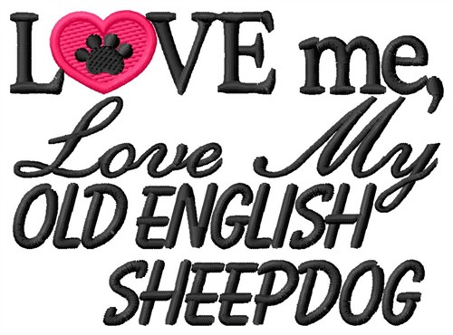 Old English Sheepdog Machine Embroidery Design