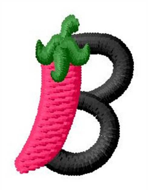 Picture of Pepper Letter B Machine Embroidery Design