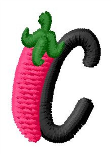 Pepper Letter C Machine Embroidery Design