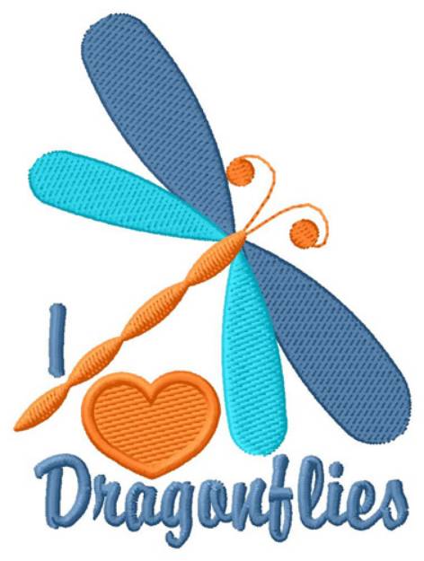 Picture of I Love Dragonflies Machine Embroidery Design