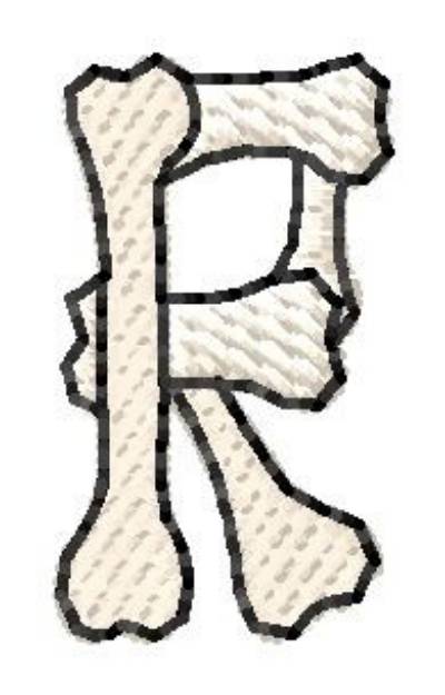 Picture of Bones Letter R Machine Embroidery Design