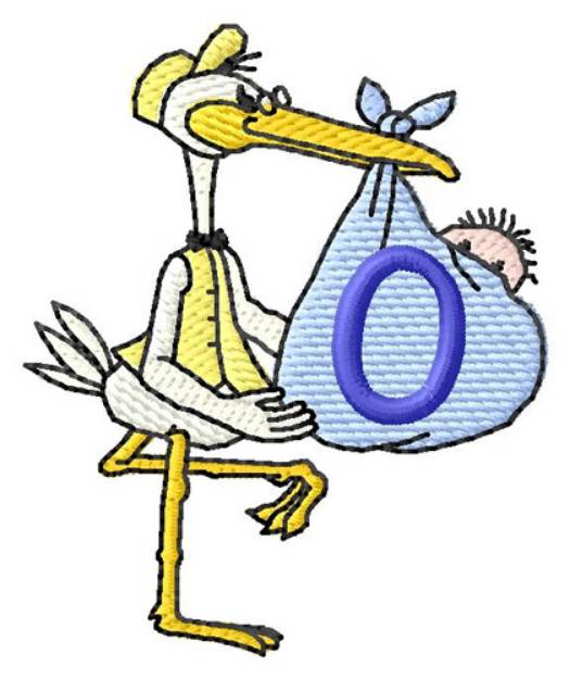 Picture of Stork with Baby O Machine Embroidery Design