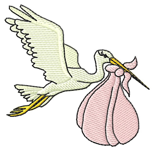 Delivery Stork Machine Embroidery Design