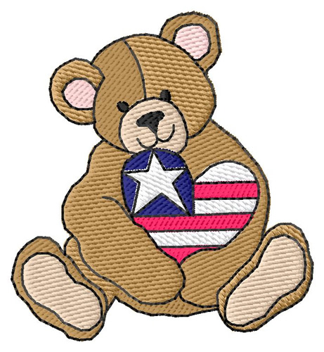 Patriotic Bear Machine Embroidery Design