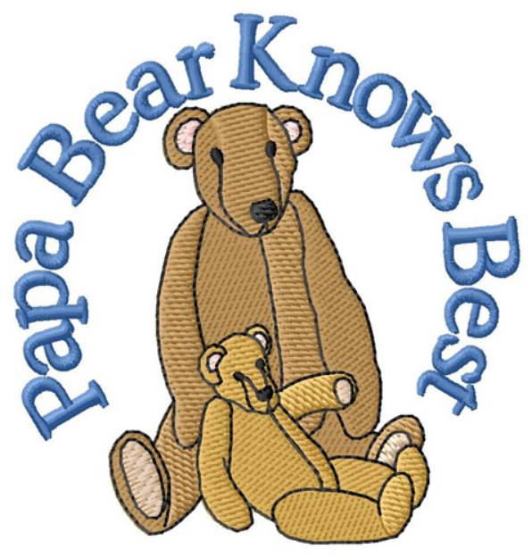 Picture of Papa Bear Knows Best Machine Embroidery Design