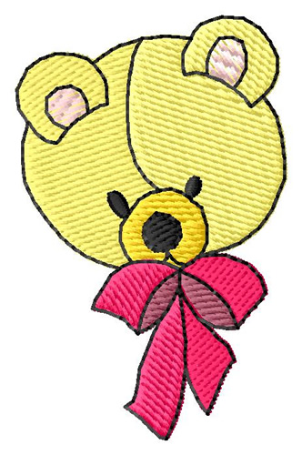 Bear With Bow Machine Embroidery Design