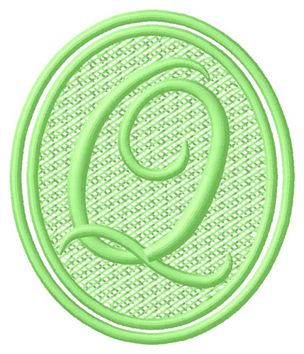 Oval Letter Q Machine Embroidery Design