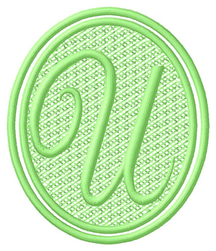 Oval Letter U Machine Embroidery Design