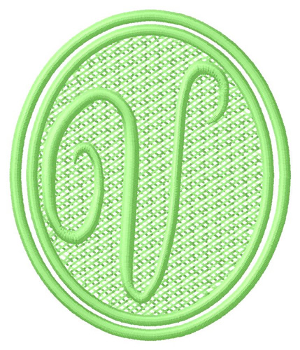 Oval Letter V Machine Embroidery Design