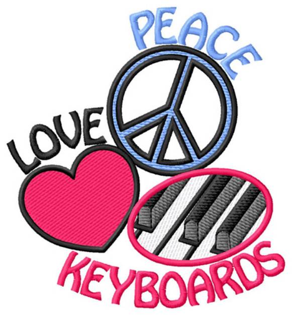 Picture of Love Peace Keyboards Machine Embroidery Design