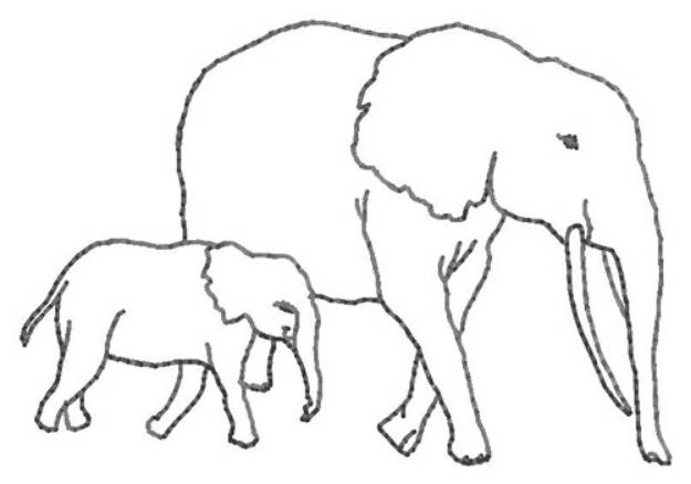 Picture of Elephants Outline Machine Embroidery Design