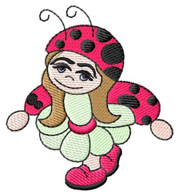 Picture of Girl Ladybug Machine Embroidery Design