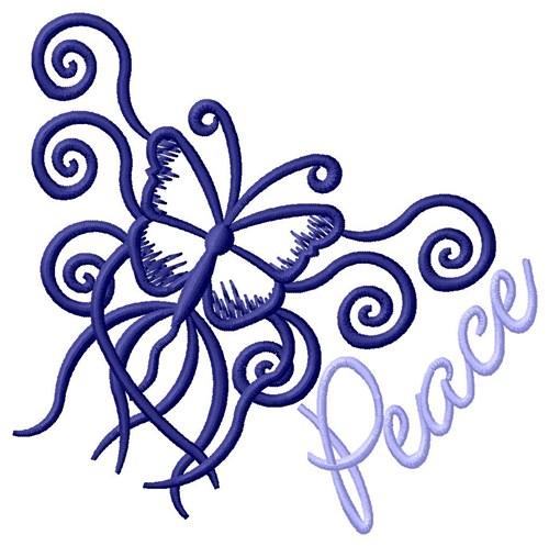 Peace Butterfly Machine Embroidery Design