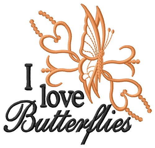 I Love Butterflies Machine Embroidery Design