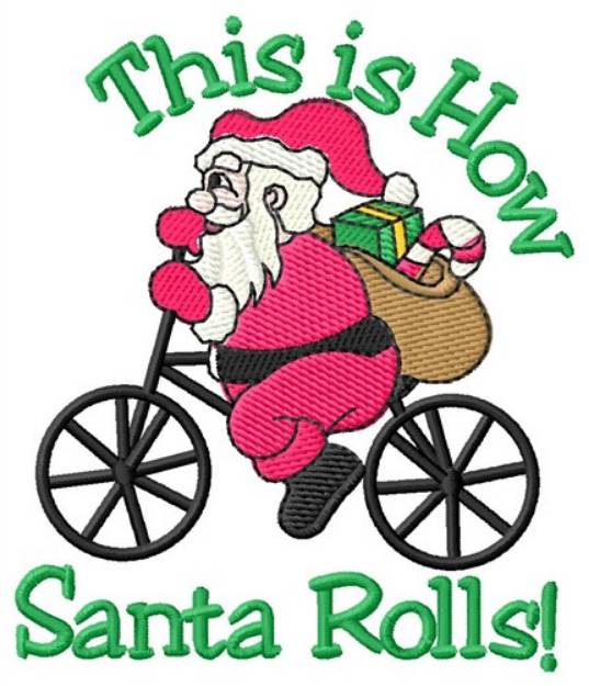 Picture of Santa Rolls Machine Embroidery Design