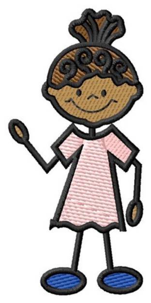 Picture of Girl In Dress Machine Embroidery Design