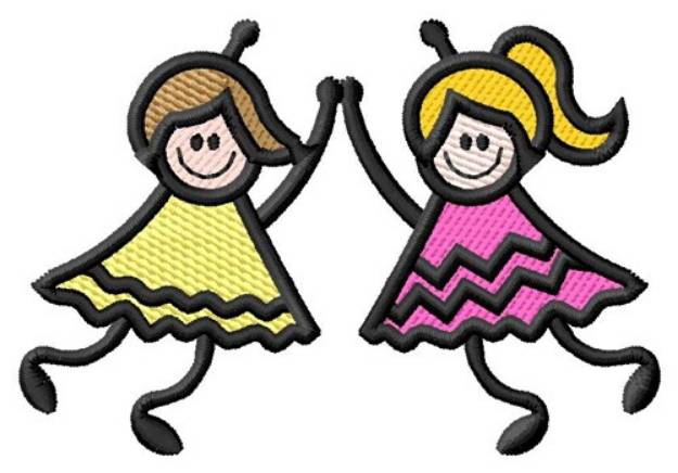 Picture of Two Girls Machine Embroidery Design