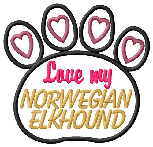 Norwegian Elkhound Machine Embroidery Design