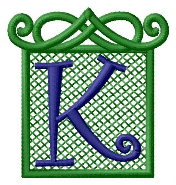 Picture of Embossed Square K Machine Embroidery Design