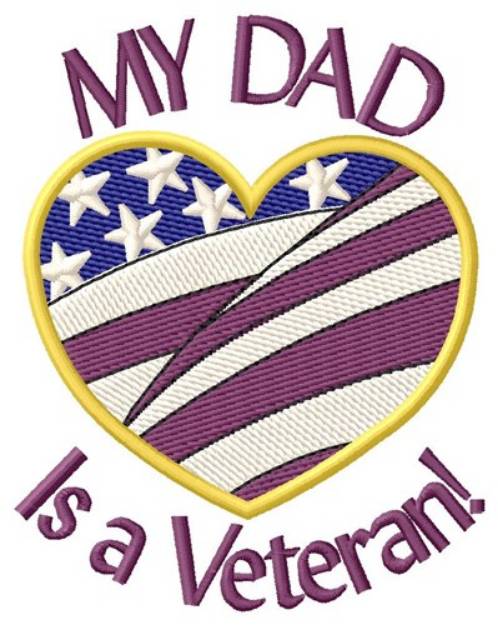 Picture of Dad Vet Heart Flag Machine Embroidery Design