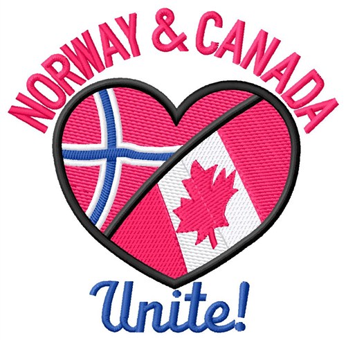 Norway & Canada Unite Machine Embroidery Design