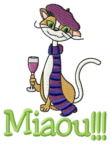 Miaou Cat Machine Embroidery Design