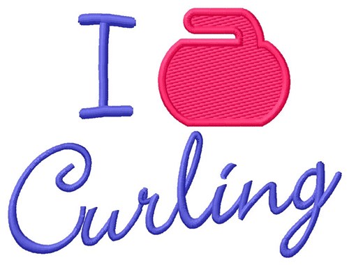 I Love Curling Machine Embroidery Design