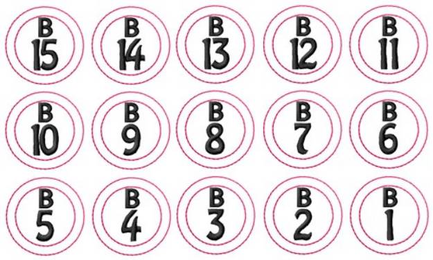 Picture of Bingo Numbers Machine Embroidery Design