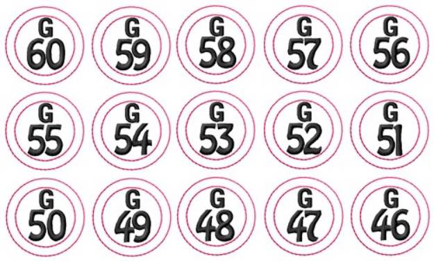 Picture of Bingo Numbers Machine Embroidery Design