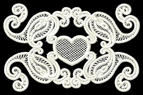Paisley Heart Machine Embroidery Design