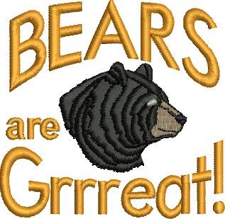 Bears Are Great Machine Embroidery Design