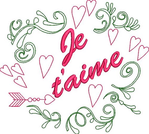 French Valentines Wreath Machine Embroidery Design