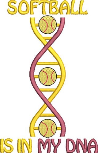 Softball DNA Machine Embroidery Design