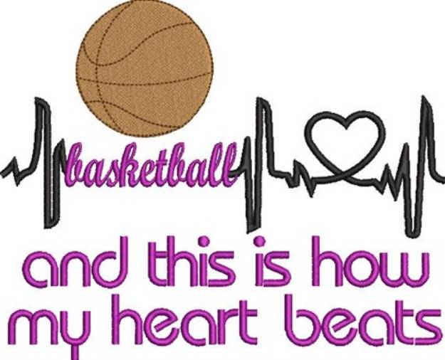 Picture of Basketball Heartbeats Machine Embroidery Design