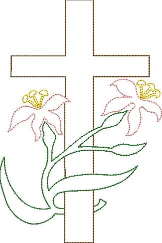 Lily Cross Machine Embroidery Design